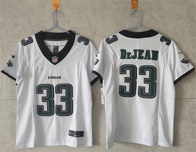Women's Philadelphia Eagles #33 Cooper DeJean White New F.U.S.E. Vapor Untouchable Limited Stitched Football Jersey(Run Small)
