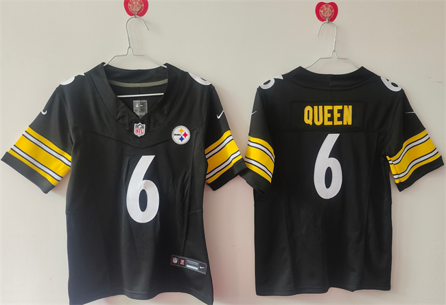 Women's Pittsburgh Steelers #6 Patrick Queen F.U.S.E Black Vapor Stitched Football Jersey(Run Small)