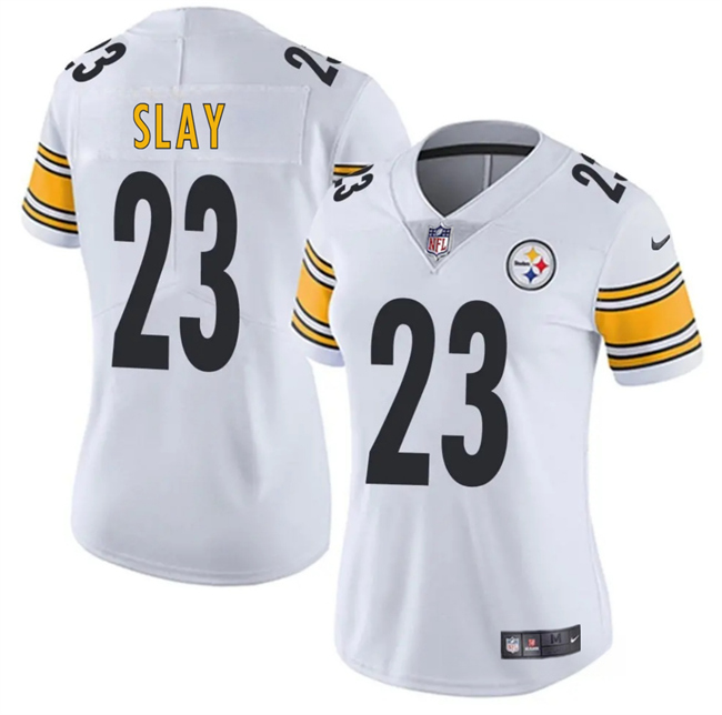 Women's Pittsburgh Steelers #23 Darius Slay White 2025 Vapor Untouchable Limited Stitched Football Jersey(Run Small)