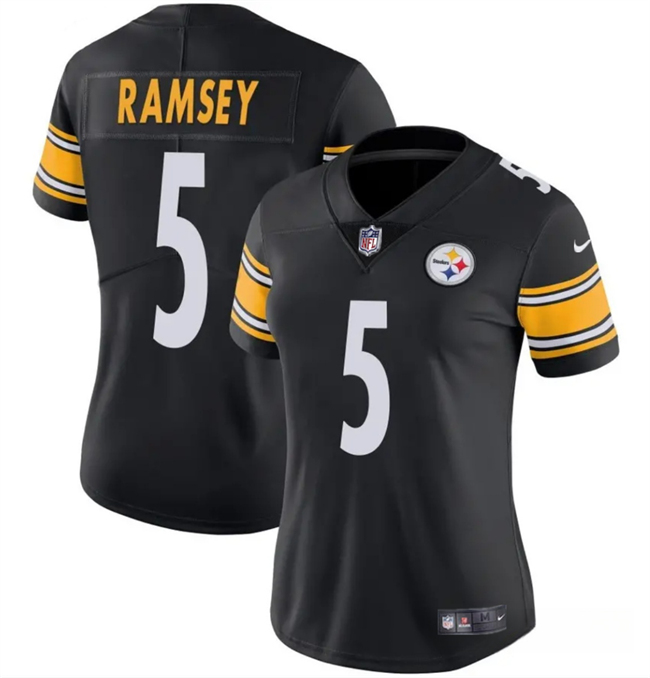 Women's Pittsburgh Steelers #5 Jalen Ramsey Black 2025 Vapor Untouchable Limited Stitched Football Jersey(Run Small)