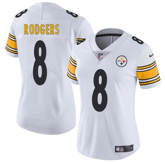 Women's Pittsburgh Steelers #8 Aaron Rodgers White 2025 Vapor Untouchable Limited Stitched Football Jersey(Run Small)