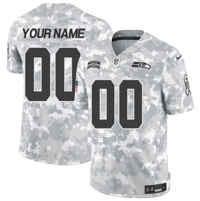 Youth Seattle Seahawks Active Player Custom 2024 F.U.S.E Arctic Camo Salute To Service Limited Stitched Football Jersey