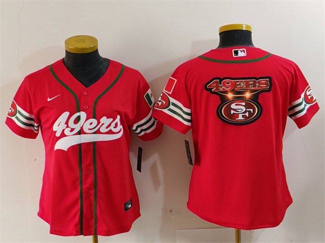 Youth San Francisco 49ers Team Big Logo Red Mexico With Patch Cool Base Stitched Baseball   Jersey