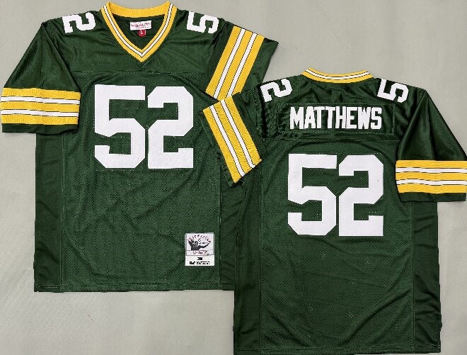 Men's Green Bay Packers #52 Clay Matthews Green  TThrowback Jersey