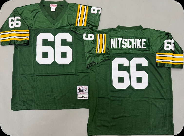 Men's Green Bay Packers #66 Ray Nitschke Green Short-Sleeved Throwback Jersey