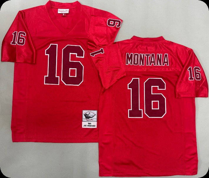 Men's San Francisco 49ers #16 Joe Montana Scarlet Throwback Jerseys