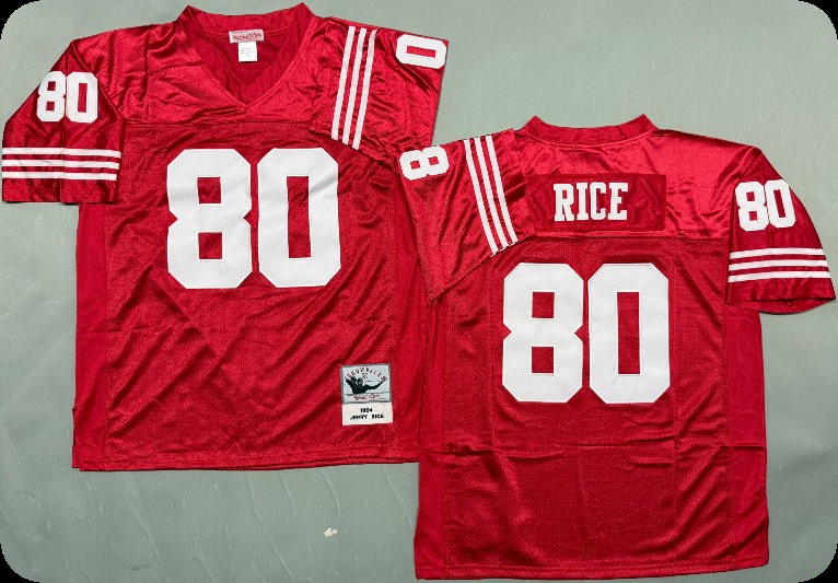 Men's San Francisco 49ers #80 Jerry Rice Scarlet  Throwback Mitchell & Ness Jersey