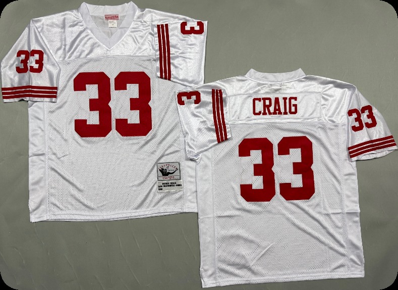 Men's San Francisco 49ers #33 Roger Craig White Throwback Mitchell & Ness Jersey