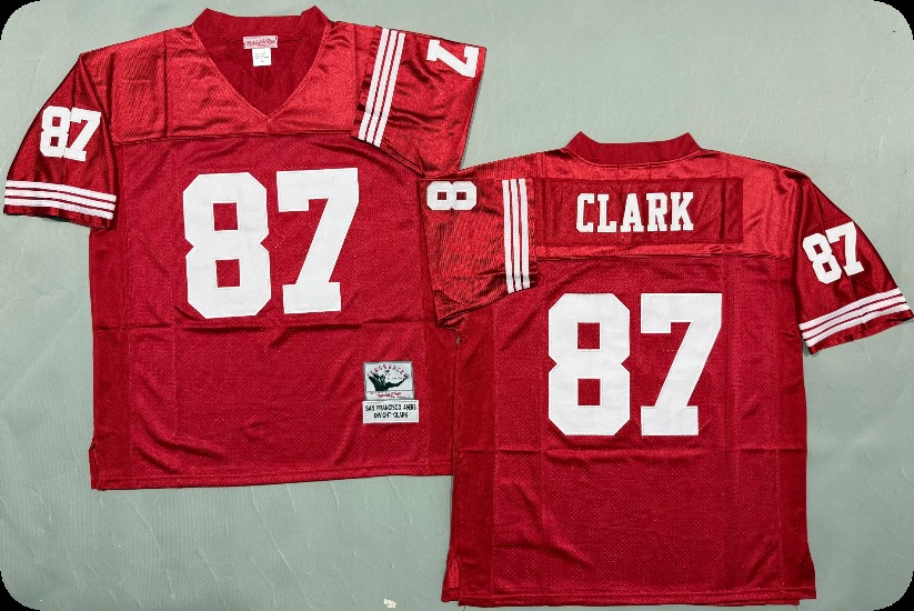 Men's San Francisco 49ers #87  Dwight Clark Scarlet  Throwback Mitchell & Ness Jersey