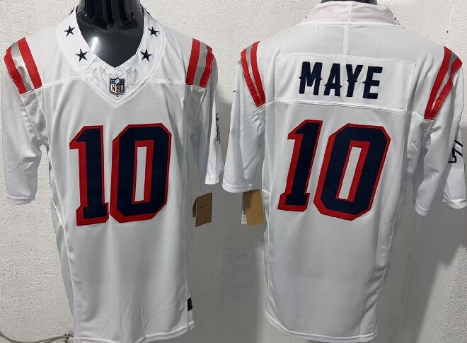 Men's New England Patriots #10 Drake Maye White 2026 F.U.S.E. Vapor Limited Stitched Football Jersey