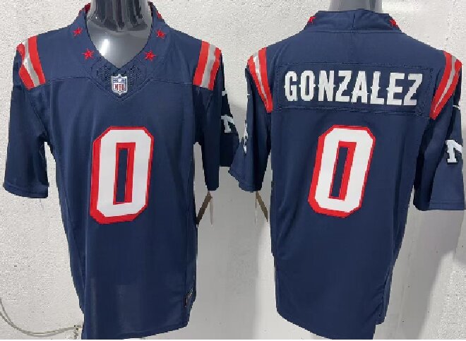 Men's New England Patriots #0 Christian Gonzalez Navy 2026 F.U.S.E. Vapor Limited Stitched Football Jersey