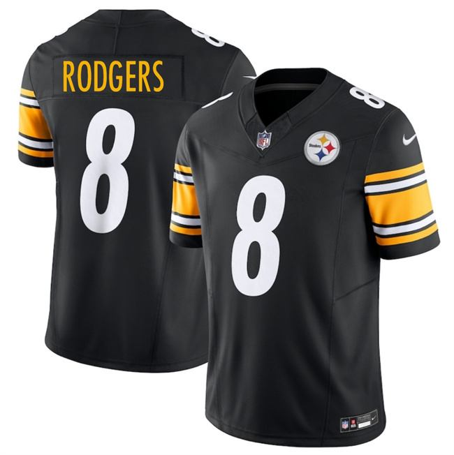Youth Pittsburgh Steelers #8 Aaron Rodgers Black 2025 F.U.S.E. Vapor Limited Stitched Football Jersey