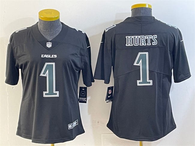 Youth Philadelphia Eagles #1 Jalen Hurts Black Fashion Vapor Untouchable Limited Stitched Football Jersey