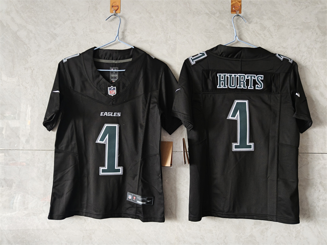 Youth Philadelphia Eagles #1 Jalen Hurts Black Fashion F.U.S.E Vapor Untouchable Limited Stitched Football Jersey