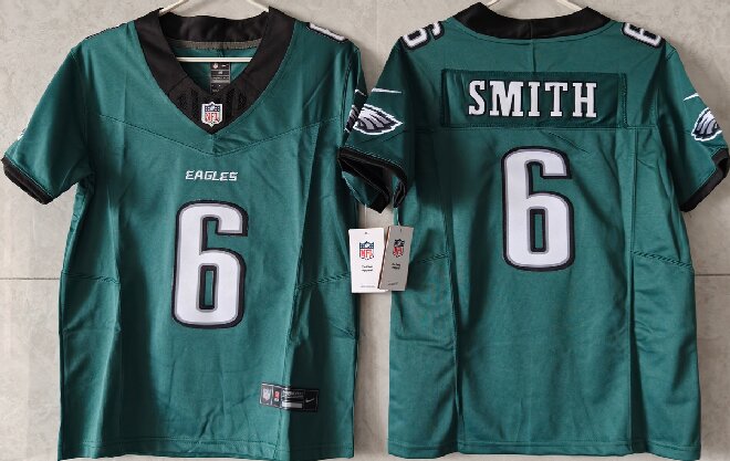 Youth Philadelphia Eagles #6 DeVonta Smith Green 2025 F.U.S.E Vapor Untouchable Limited Stitched Football Jersey