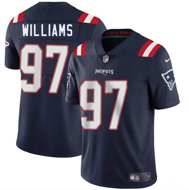 Youth New England Patriots #97 Milton Williams Navy 2025 Vapor Limited Stitched Football Jersey