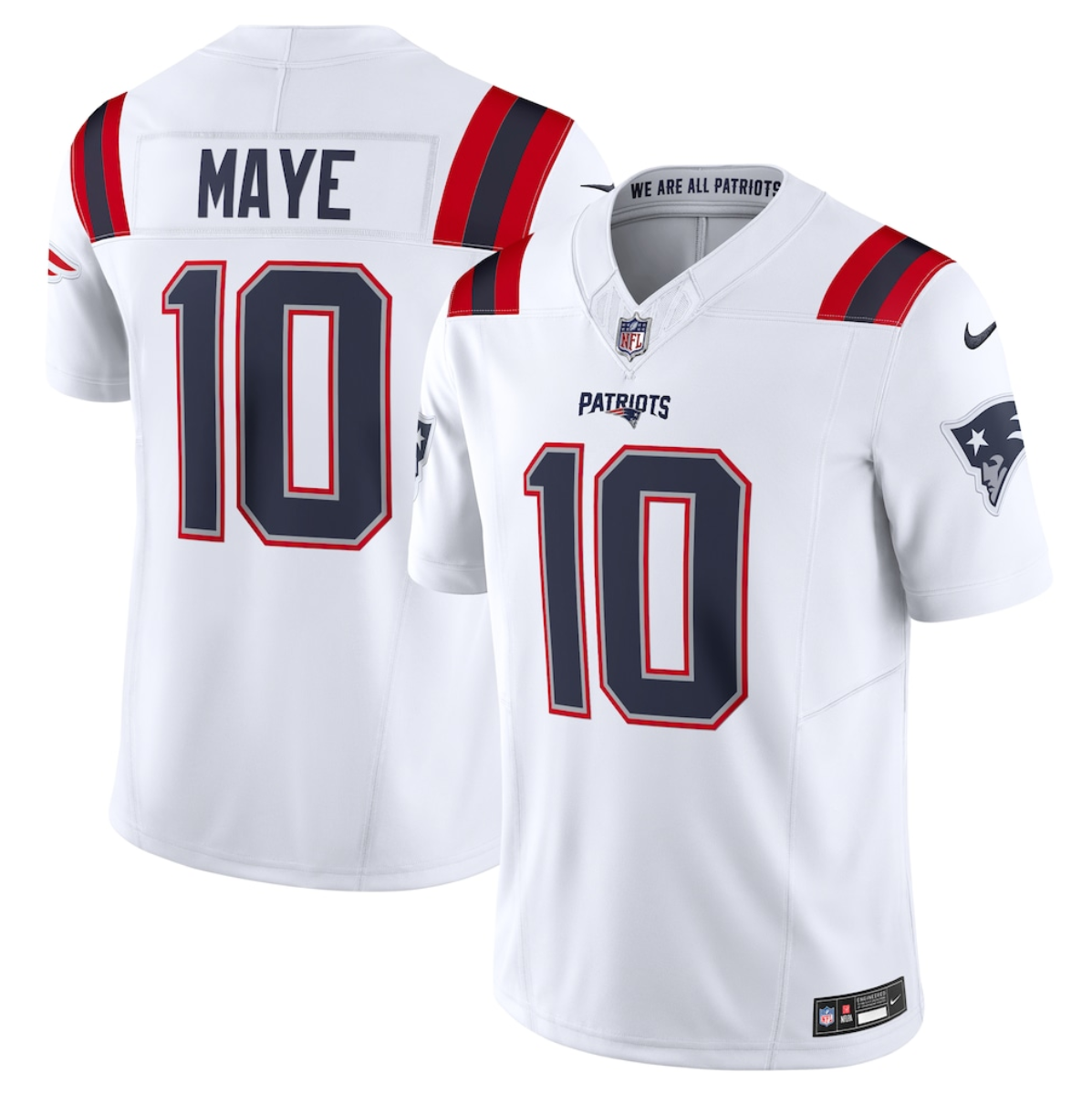 Youth New England Patriots #10 Drake Maye White 2024 Draft F.U.S.E Vapor Limited Stitched Football Jersey