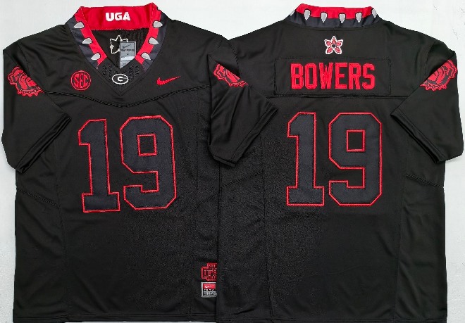 Men's NCAA Georgia Bulldogs #19 Brock Bowers Black Stranger Things College Football Jersey