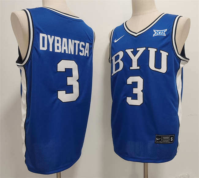 Men's NCAA BYU Cougars #3 AJ Dybantsa Blue Stitched Basketball Jersey