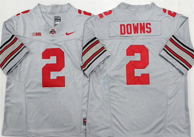 Men's Ohio State Buckeyes #2 Caleb Downs Grey F.U.S.E. Limited Stitched Jersey