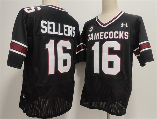 Men's South Carolina Fighting Gamecocks #16 LaNorris Sellers Black Stitched Jersey