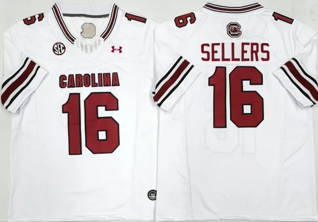 Men's NCAA South Carolina Gamecock #16 LaNorris Sellers White Football F.U.S.E Jersey