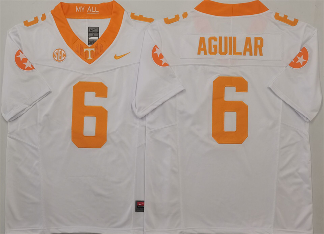 Men's Tennessee Volunteers #6 Joey Aguilar White 2025 F.U.S.E. Stitched Jersey