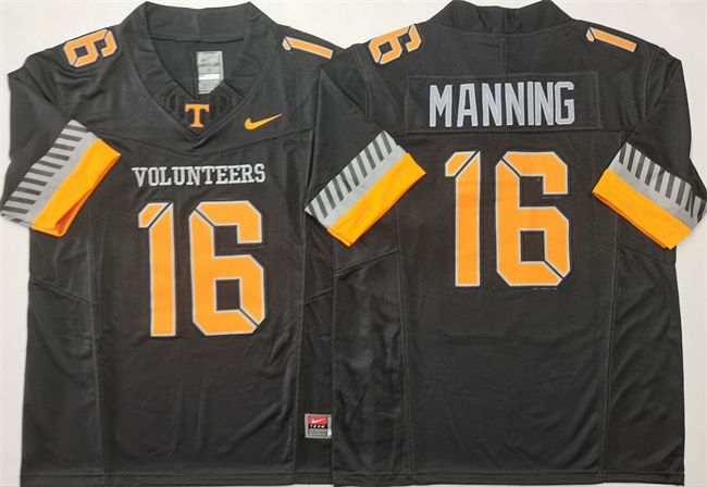 Men's Tennessee Volunteers #16 Peyton Manning Black 2025 F.U.S.E. Stitched Jersey