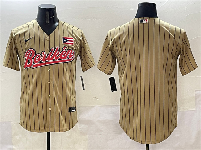 Men's Puerto Rico Baseball Blank Tan 2023 World Baseball Classic Stitched Jersey