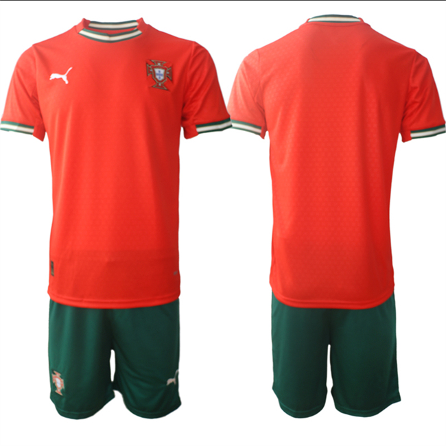 Men's Portugal Team Blank 2025 Red Home Soccer Jersey  Suit
