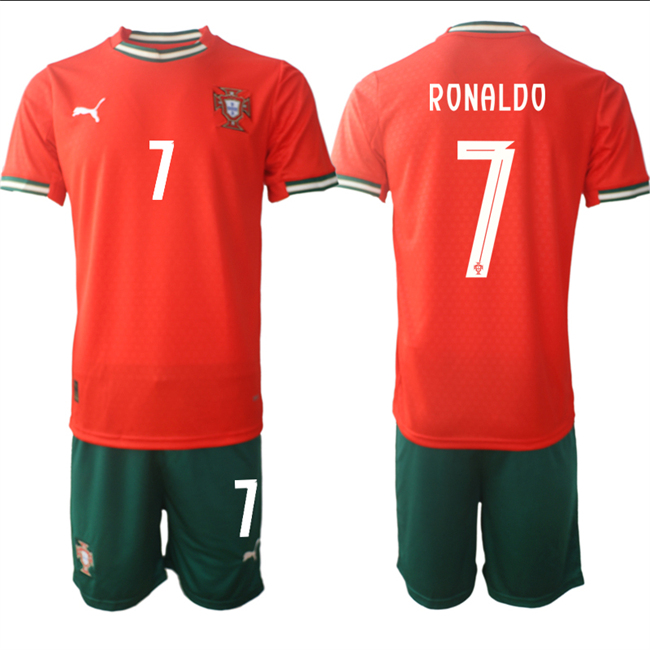 Men's Portugal Team #7 Ronaldo 2025 Red Home Soccer Jersey Suit