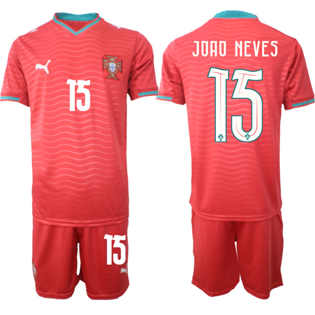 Men's Portugal Team #15 Jo?o Neves Red 2026 World Cup Home Soccer Jersey Suit