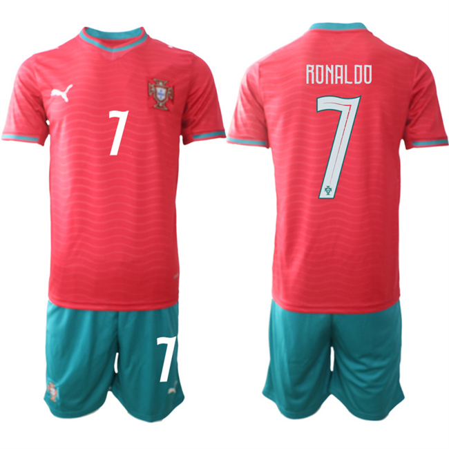 Men's Portugal Team #7 Ronaldo Red 2026 World Cup Home Soccer Jersey Suit