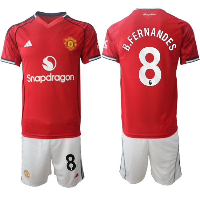 Men's Manchester United #8 Bruno Fernandes 2026 Red Home Soccer Jersey Suit