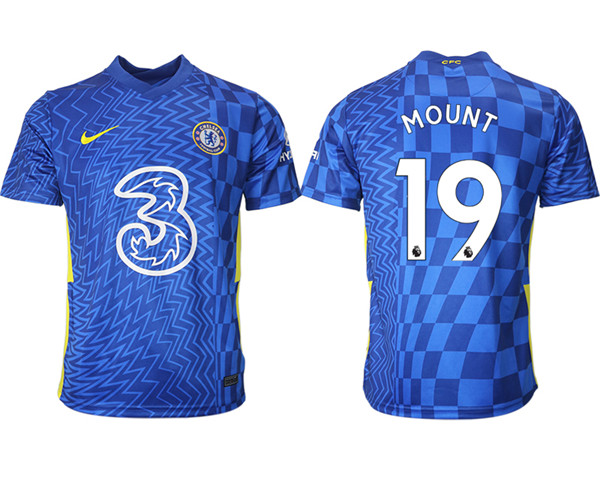 Men's Chelsea #19 Mason Mount 2022 Blue Home Soccer Jersey