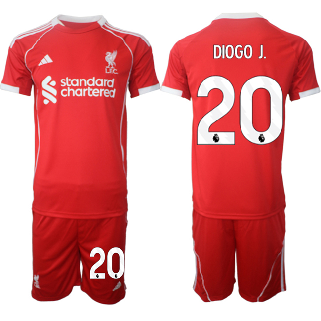 Men's Liverpool #20 Diogo 2025 Red Home Soccer Jersey Suit