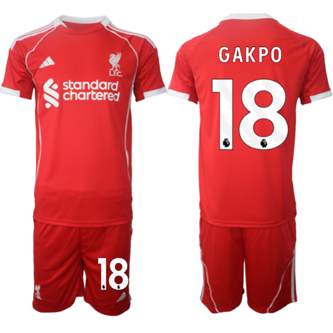 Men's Liverpool #18 Cody Gakpo 2025 Red Home Soccer Jersey Suit