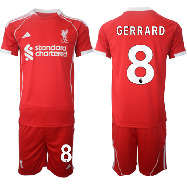 Men's Liverpool #8 Steven Gerrard 2025 Red Home Soccer Jersey Suit