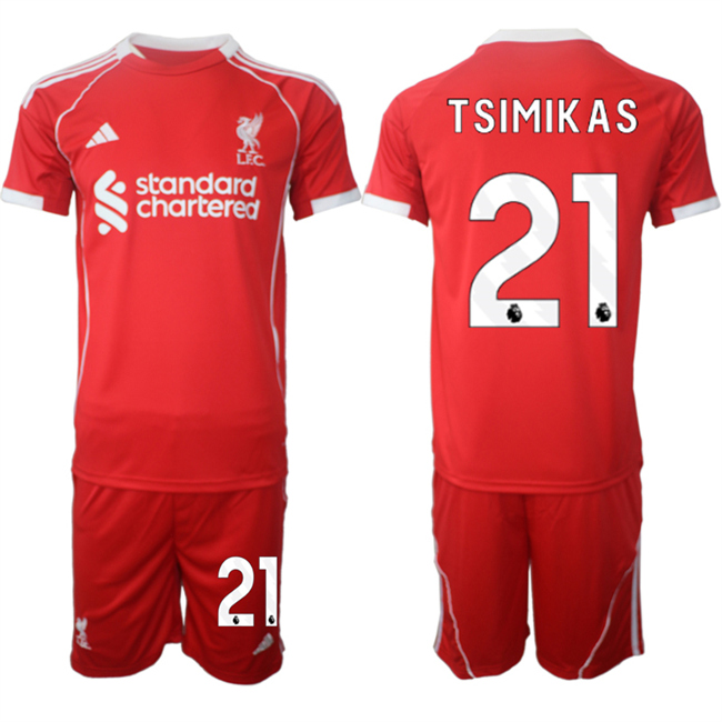 Men's Liverpool #21 Kostas Tsimikas 2025 Red Home Soccer Jersey Suit