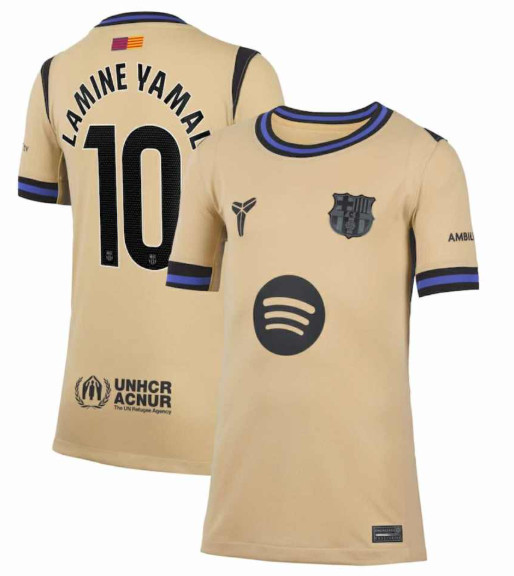 Men's Barcelona #10 Lamine Yamal Gold 2026 Away Soccer Jersey