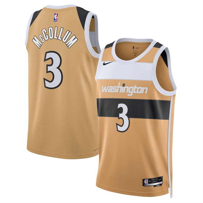 Men's Washington Wizards #3 CJ McCollum Gold 2026 City Edition Stitched Basketball Jersey