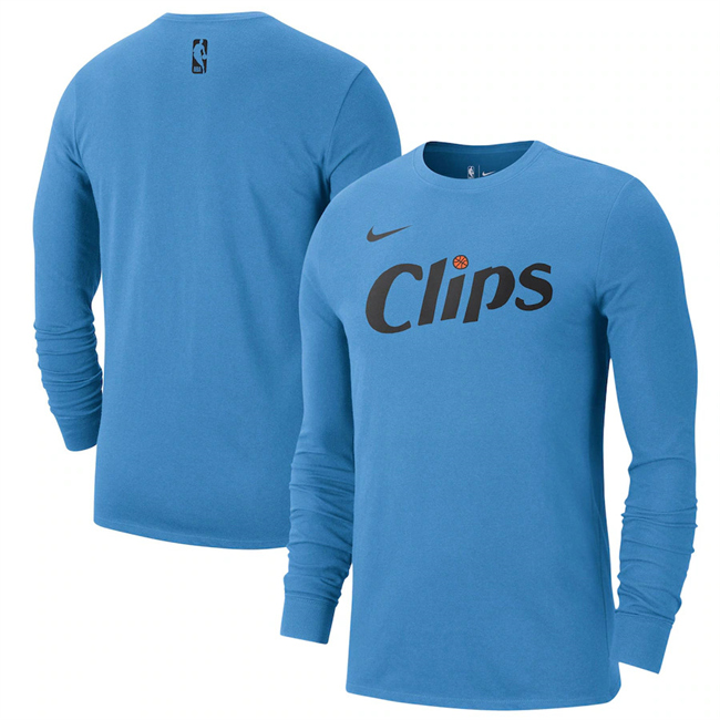 Men's Los Angeles Clippers Blue 2025 City Edition Essential Logo Long Sleeve T-Shirt