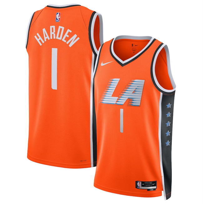 Men's Los Angeles Clippers #1 James Harden Orange 2026 City Edition Stitched Jersey