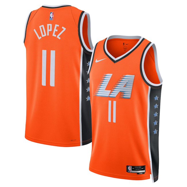 Men's Los Angeles Clippers #11 Brook Lopez Orange 2026 City Edition Stitched Jersey