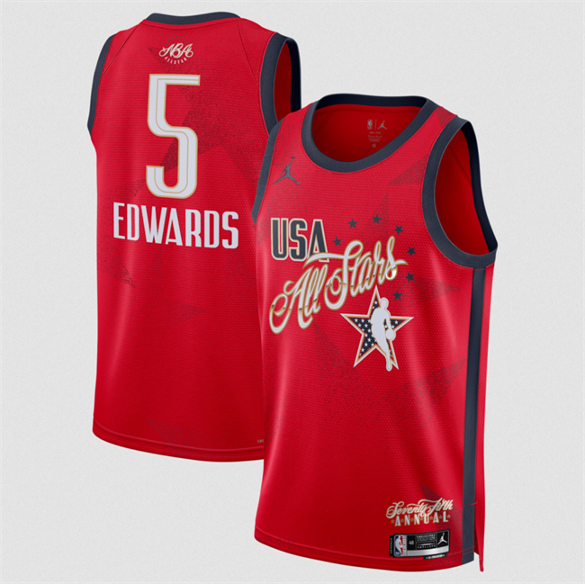Men's 2026 All-Star #5 Anthony Edwards Red Stitched Basketball Jersey