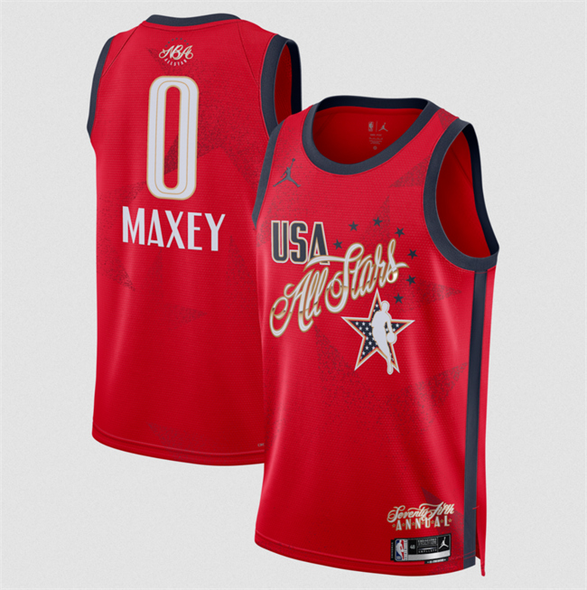 Men's 2026 All-Star #0 Tyrese Maxey Red Stitched Basketball Jersey