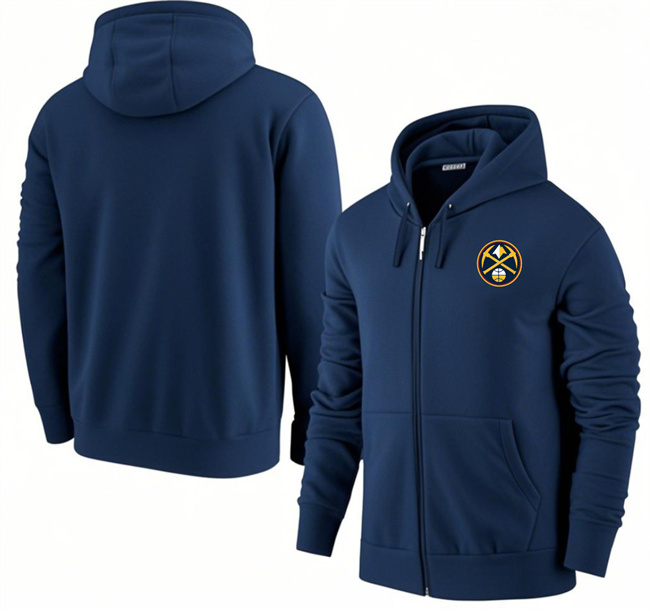 Men's Denver Nuggets Navy Primary Logo Full-Zip Hoodie