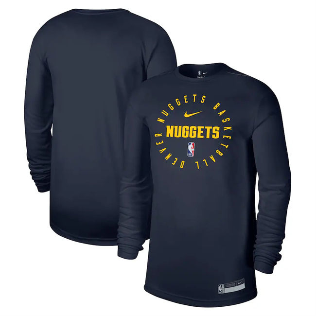 Men's Denver Nuggets Navy 2025 Legend On-Court Practice Long Sleeve T-Shirt