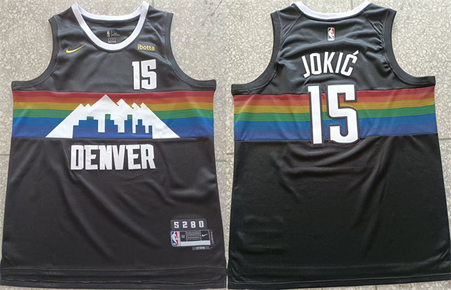 Men's Denver Nuggets #15 Nikola Joki? Black Stitched Basketball Jersey