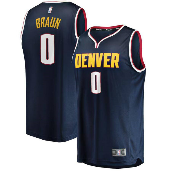 Men's Denver Nuggets #0 Christian Braun 2022 Navy Icon Edition Stitched Basketball Jersey